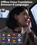 Ai Translation Earbuds Real Time 144-Language Translator Earbuds with Accent Support and 8-Language Offline Translator Device Two Way Translation Headphones for Language Learning Travel Business Black