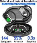 Ai Translation Earbuds Real Time Translator Headphones 144 Languages Audifonos Traductores Inglés Español, Open Ear Translating Wireless Earphones Perfect for Travel, Business & Language Learning