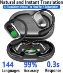 Ai Translation Earbuds Real Time Translator Headphones 144 Languages Audifonos Traductores Inglés Español, Open Ear Translating Wireless Earphones Perfect for Travel, Business & Language Learning