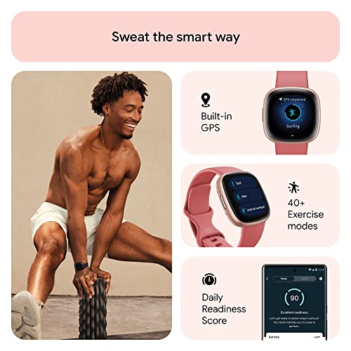 Fitbit Versa 4 Smartwatch, Pink Sand/Copper Rose