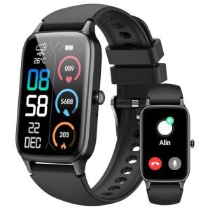 Smart Watch for Men Women, 1.57" Smartwatch (Answer/Make Call) , Fitness Tracker with 110+ Sport Modes, Heart Rate/Sleep Monitor, IP68 Waterproof, Bluetooth Calls, Smartwatches for Android iOS Black