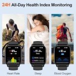 Smart Watch for Men Women with Bluetooth Call/Message Reminder, Fitness Watch 1.85" Touch Screen, Watch Heart Rate/Sleep/Spo2/Calories/Steps Monitor, 112+ Sport Mode, Activity Tracker for Android/iOS