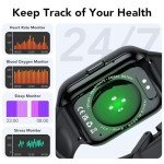 Smart Watch for Men Women, 1.96" Smartwatch (Answer/Make Call), IP68 Waterproof Fitness Tracker, 112+ Sport Modes Smartwatches for Android iOS, Black​