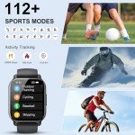 Smart Watch for Men Women with Bluetooth Call/Message Reminder, Fitness Watch 1.85" Touch Screen, Watch Heart Rate/Sleep/Spo2/Calories/Steps Monitor, 112+ Sport Mode, Activity Tracker for Android/iOS