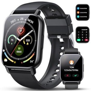 Smart Watch, 1.85" Smartwatch for Men Women(Answer/Make Call), 2025 Fitness Watch with 110+ Sports Modes/Heart Rate/Pedometer/Sleep Monitor, IP68 Waterproof Fitness Activity Tracker for Android iOS