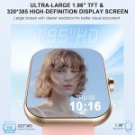 Smart Watch (Answer/Make Calls), 1.96" HD SmartWatch for Men Women 113+ Sport Modes, Fitness Activity Tracker Heart Rate/Sleep Monitor/Pedometer, IP68 Waterproof, Smart Watches for Android iOS, Gold