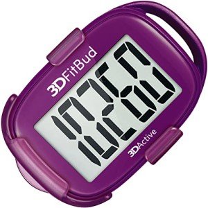 3DFitBud Simple Step Counter Walking 3D Pedometer from 3DActive with Clip & Lanyard - A420S - Plum
