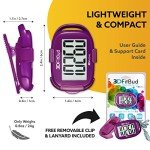 3DFitBud Simple Step Counter Walking 3D Pedometer from 3DActive with Clip & Lanyard - A420S - Plum