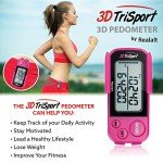 Realalt 3DTriSport Walking 3D Pedometer with Clip and Strap, Free eBook | 30 Days Memory, Accurate Step Counter, Walking Distance Miles/Km, Calorie Counter, Daily Target Monitor, Exercise Time