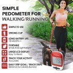 PINGKO Best Pedometer for Walking Accurately Track Steps Multi-Function Portable Sport Pedometers Step/Distance/Calories/Counter - Red…