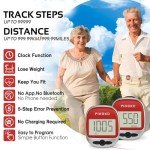 PINGKO Best Pedometer for Walking Accurately Track Steps Multi-Function Portable Sport Pedometers Step/Distance/Calories/Counter - Red…