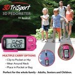 Realalt 3DTriSport Walking 3D Pedometer with Clip and Strap, Free eBook | 30 Days Memory, Accurate Step Counter, Walking Distance Miles/Km, Calorie Counter, Daily Target Monitor, Exercise Time