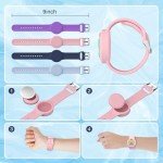 Waterproof Airtag Bracelets for Kids - (2 Pack) Soft Silicone Hidden Air tag Wristband - Lightweight GPS Tracker Holder Compatible with Apple Airtag Band for Child (Purple/Butterfly)