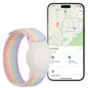 EGLANCLIFM GPS Tracker for Kids iOS Only Real Time Mini Locator Watch Band for Teens Special Needs and Elderly No Monthly Fee Hidden Tracking Device Works with Apple Find My