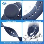 Waterproof Air Tag Bracelet for Kids(2 Pack), Soft Silicone Air Tag Hidden Wristband Kids, Lightweight GPS Tracker Compatible with Apple AirTag Watch Band for Child (Black & Navy Blue)