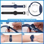 Waterproof Air Tag Bracelet for Kids(2 Pack), Soft Silicone Air Tag Hidden Wristband Kids, Lightweight GPS Tracker Compatible with Apple AirTag Watch Band for Child (Black & Navy Blue)
