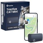 Tractive GPS Cat Tracker (6.5 lbs+), Real-time Pet Location Tracker, Health & Wellness Alerts, Battery Life Up to 7 Days, Breakaway Cat Collar Included (Dark Blue)
