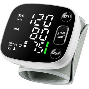 Oklar Blood Pressure Monitors for Home Use Rechargeable Wrist Digital BP Machine Cuff with LED Backlit Display, Voice Broadcast, 240 Memory Storage for 2 Users with Carrying Case
