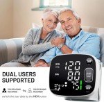 Oklar Blood Pressure Monitors for Home Use Rechargeable Wrist Digital BP Machine Cuff with LED Backlit Display, Voice Broadcast, 240 Memory Storage for 2 Users with Carrying Case