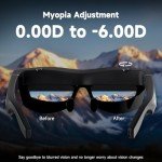 TQSKY T1 AR Glasses C-Port Direct Connection, Smart Glasses with 150'' 1080P HD Screen, up to 600D Myopia Adjustment, for Large-Screen Entertainment, Home Theater, Travel, Outdoor Camping