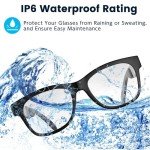 QZTELECTRONIC Smart Bone Conduction Glasses Bluetooth with Open-Ear Headphones, Photochromic Blue Light Blocking Lenses, IPX6 Waterproof, Hands-Free Calls/Music, Ideal Gifts for Dad/Men-Upgraded