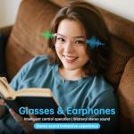 GenXenon Smart Glasses, Clear Blue Light Glasses for Woman, Magnetic Charging,Remote Photography, Open-ear Design, Voice Assistant, 5.3 Bluetooth with Audio Mic for Working Gaming (GS03-C)