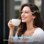 GenXenon Smart Glasses, Clear Blue Light Glasses for Woman, Magnetic Charging,Remote Photography, Open-ear Design, Voice Assistant, 5.3 Bluetooth with Audio Mic for Working Gaming (GS03-C)