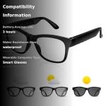 QZTELECTRONIC Smart Bone Conduction Glasses Bluetooth with Open-Ear Headphones, Photochromic Blue Light Blocking Lenses, IPX6 Waterproof, Hands-Free Calls/Music, Ideal Gifts for Dad/Men-Upgraded