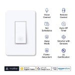 TP-Link Tapo Matter Smart Light Switch: Voice Control w/Siri, Alexa & Google Home | UL Certified | Timer & Schedule | Easy Guided Install | Neutral Wire Required | Single Pole | Tapo S505(2-Pack)