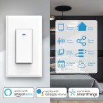 YNF Smart Light Switch, Single Pole, Needs Neutral Wire, 2.4GHz Wi-Fi Light Switch Compatible with Alexa and Google Home, Voice Control and Timer (1 Pack)