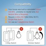 YNF Smart Light Switch, Single Pole, Needs Neutral Wire, 2.4GHz Wi-Fi Light Switch Compatible with Alexa and Google Home, Voice Control and Timer (1 Pack)