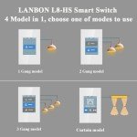 LANBON LCD 1/2/3 Gang Smart Light Switch 3 Way for Whole House, LCD Magic Panel by WiFi Mesh Never be Offline, Mesh Wi-Fi Smart Switch Works with Alexa&Google Home, Neutral Wire Required,L8-HS-White