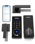 Philips Smart Lock with Handles, Keyless Entry Door Lock Set, Smart Door Lock with 2 Level Handles, Digital Keypad Deadbolt for Front Door, App Fingerprint PIN Code Unlocking, Auto Locking