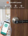 TMEZON Smart Door Lock Fingerprint, Keyless Entry Door Lock with Handle, APP/IC Cards/Codes/Keys/Fingerprints Biometric Electronic Keyless Entry Lock for Bedroom Home Hotel Office