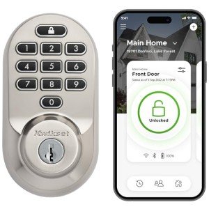 Kwikset Halo Wi-Fi Smart Lock, Keyless Entry Door Deadbolt, Geofence Auto-Unlock, Grade AAA Certified, No Hub Easy Install, Satin Nickel Lifetime Finish Warranty, Backlit Keypad