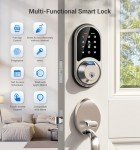 Veise Smart Lock, Fingerprint Door Lock, 7-in-1 Keyless Entry Door Lock with App Control, Electronic Touchscreen Keypad, Smart Deadbolt, Biometric Smart Locks for Front Door, Satin Nickel