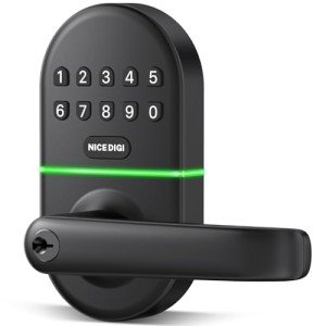 Smart Keypad Door Lock with Handle: NICE DIGI Keyless Entry Digital Lock for Front/Interior Door, Electronic Code Knob, Easy Installation