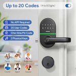 Smart Keypad Door Lock with Handle: NICE DIGI Keyless Entry Digital Lock for Front/Interior Door, Electronic Code Knob, Easy Installation