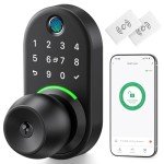 Keypad Smart Door Lock with Knob, Yamiry Keyless Entry Digital Lock with Handle, Fingerprint Electronic Knob for Front Door, Generate Passcode Remotely, Easy Installation