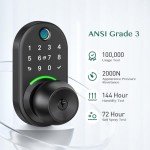 Keypad Smart Door Lock with Knob, Yamiry Keyless Entry Digital Lock with Handle, Fingerprint Electronic Knob for Front Door, Generate Passcode Remotely, Easy Installation