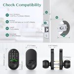 Keypad Smart Door Lock with Knob, Yamiry Keyless Entry Digital Lock with Handle, Fingerprint Electronic Knob for Front Door, Generate Passcode Remotely, Easy Installation