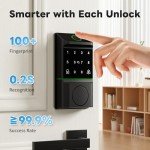 GGUU Smart Lock for Front Door, Keyless Entry Door Locks with Keypad, Fingerprint Door Lock Deadbolt, APP Control, IP53 Waterproof,Easy Install