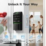 GGUU Smart Lock for Front Door, Keyless Entry Door Locks with Keypad, Fingerprint Door Lock Deadbolt, APP Control, IP53 Waterproof,Easy Install