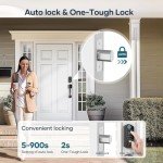 Smart Lock Front Door, SMONET Keyless Entry Door Lock with Handle, Smart Front Door Lock Set Fingerprint Smart Deadbolt Bluetooth Electronic Digital Keypad Lock, Auto Lock Work with Alexa, Black