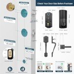 Smart Lock Front Door, SMONET Keyless Entry Door Lock with Handle, Smart Front Door Lock Set Fingerprint Smart Deadbolt Bluetooth Electronic Digital Keypad Lock, Auto Lock Work with Alexa, Black