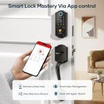 Smart Lock Front Door, SMONET Keyless Entry Door Lock with Handle, Smart Front Door Lock Set Fingerprint Smart Deadbolt Bluetooth Electronic Digital Keypad Lock, Auto Lock Work with Alexa, Black