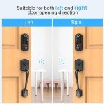 Smart Lock Front Door, SMONET Keyless Entry Door Lock with Handle, Smart Front Door Lock Set Fingerprint Smart Deadbolt Bluetooth Electronic Digital Keypad Lock, Auto Lock Work with Alexa, Black