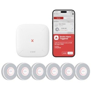 X-Sense Smart Smoke Detector with Voice Alerts and 17 Locations, Wi-Fi Smoke Alarm with SBS50 Base Station, Test from APP, Wireless Interconnected Fire Alarm, Model XS0B-MR61