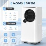 Portable Air Conditioners, 16000 BTU 6-in-1 Cooling, Dehumidifier & Fan, Ultra Quiet with 24H Smart Timer, Auto Shut-Off & Child Lock for Home/Bedroom/Office