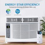 Acekool Smart Window Air Conditioner, 6000 BTU Air Conditioner Window Unit Remote/App Control and Dehumidify Function, Quiet Operation, Energy Savings, Cools 250 Sq.ft, 110-115V
